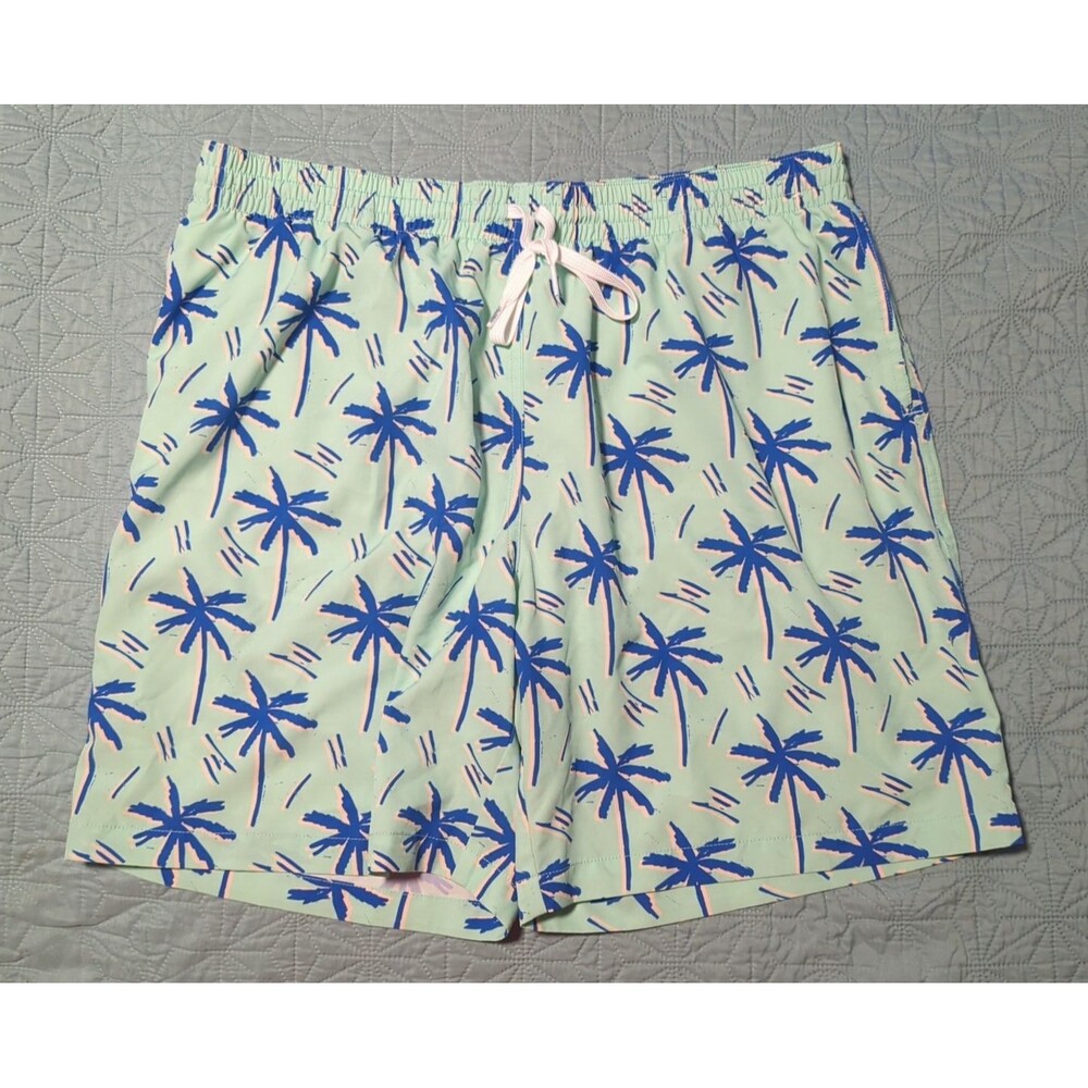Chubbies Shorts Swim Trunks Mens XXL Aqua Palm Tree Beach 2XL Lined Surf 7”
